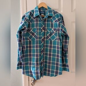 Wrangler Men's Blue Plaid Shirt